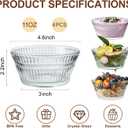 Vintage Glass Dessert Bowls, 11oz Sundae ice cream Bowl, Thickened Lead-Free Glass Bowls for Ice Cream, Fruit, Yogurt, Oat, Pudding, Appetizers & Party Snacks (4)