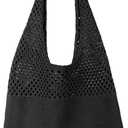 SUOSDEY Crochet Mesh Beach Tote Bag, Knit Summer Vacation Aesthetic Boho Tote Bag for Women