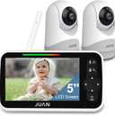 JUAN 5" Video Baby Monitor with 2 Cameras and Audio, 30-Hour Large Battery, Remote Control Cameras with Night Vision and Temprature Monitoring, Indoor and Outdoor, JUAN2216-2