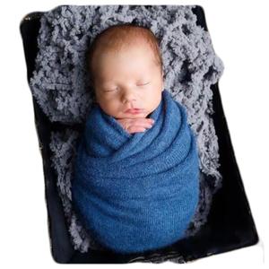 Zeroest Newborn Photography Wrap - Newborn Photoshoot Props - Boys & Girls Posing Stretch Knit Blanket (Blue, Small)