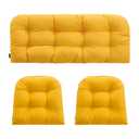 YOOZEKU Outdoor/Indoor All Weather Tufted Wicker Chair Cushions of 3 Pieces, 1 Loveseat and 2 U-Shape Waterproof Cushions for Patio Furniture,Wicker Loveseat,Bench-Yellow