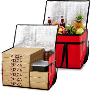 Maxcheck 2 Pcs Insulated Bags for Food Delivery XXXL Large Capacity Hot Grocery Tote Bag Reusable Warming Pizza Catering Carrier for Commercial Travel Lunch Shopping Gifts (Red)