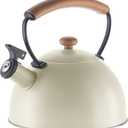 OGGI Tea Kettle for Stove Top - 85oz / 2.5lt, Stainless Steel with Loud Whistle & Stay-Cool Wood Handle, Ideal Hot Water Kettle and Water Boiler - Warm Gray (2.6 Quarts)