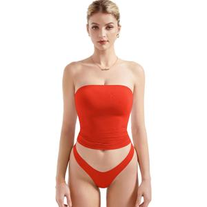 SUUKSESS Women Sexy Tube Top Summer Y2K Going Out Double Lined Basic Tank Top (Medium, Red)