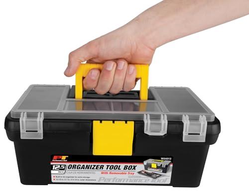 Performance Tool W54012 Heavy Duty Plastic Organizer Tool Box for Workshops and Garages, Black, 12.5-Inch