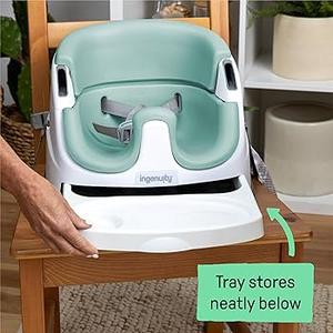 Ingenuity Baby Base 2-in-1 Booster Feeding and Floor Seat with Self-Storing Tray - Mist