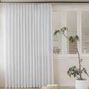 MAIHER Light Filtering Pinch Pleat Curtains 96 Inches Long, Linen Blend Beige White Semi Sheer Pleated Drapes Patio Door Window Curtains for Living Room 1 Panel, 72" W x 96" L
