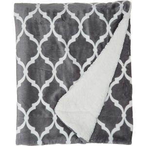 Comfort Spaces Reversible Ultra Soft Cozy Sherpa Throw Blanket for Couch and Bed, Cozy Fleece Blanket with Fuzzy Faux Fur, 50" x 60", Grey