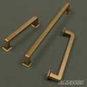 Alzassbg 9 Pack Antique Brass Cabinet Pulls, 5 Inch(128mm) Hole Centers Cabinet Handles Square Kitchen Hardware for Cabinets AL3046AE
