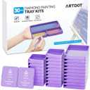 ARTDOT 30-Piece Stackable Tray Set Diamond Art Kits for Adults, Interlocking Diamond Painting Accessories and Tools(Purple)