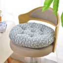 vctops Bohemian Soft Round Chair Pad Garden Patio Home Kitchen Office Seat Cushion Grid Blue Diameter 16"