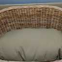 DBD1000B Curvy 28.5" x 17.25" Classic Handwoven Rattan Pet Bed with Machine-Washable Cushion, Light Brown