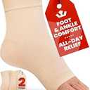 KEMFORD Ankle Compression Sleeve - 1-Pair, Plantar Fasciitis Braces - Open Toe Compression Socks for Swelling, Sprain, Neuropathy, Foot Arch Support for Men and Women - 20-30mmhg, M, Beige