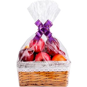 15Pack Clear Basket Bags, Large Cellophane Gift Bag For Baskets,16x24 Inch Cellophane Bags,2 Mil Thick,For Gift Giving, Packaging Products,Fits a 9 Inch Round Tray or 7 Inch Square Box With Ease