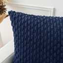 Kevin Textile 14x36 Inch Long Lumbar 1 Pack Boho Decorative Throw Pillow Cover Soft Striped Corduroy Rectangle Cushion Case Farmhouse Solid Color Accent for Living Room Couch Sofa Bed, Navy Blue
