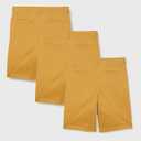 Amazon Essentials Boys and Toddlers' Uniform Woven Flat-Front Shorts (Wrinkle Resistant), Pack of 3 (6 Plus, Dark Khaki Brown)