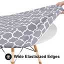 Smiry Round Picnic Tablecloth, Waterproof Elastic Fitted Table Covers for 31" - 35" Tables, Wipeable Flannel Backed Vinyl Tablecloths for Camping, Indoor, Outdoor, Grey & White