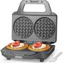 4 Inch Double Mini Waffle Maker Machine, Chaffle Maker, Waflera Electrica, Small Waffle Iron for Waffles, Keto Chaffles, Hash Browns, Cookies, Grey