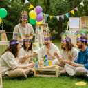 Soulchen 48 Sets Mardi Gras Crowns Jester Hat Craft Kit with Pompoms Diamond Stickers Mardi Gras DIY Paper Hat Crown Headpiece for Carnival Craft Favors Supplies Decoration