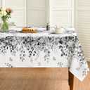 Horaldaily Spring Tablecloth 6084 Inch Rectangular, Eucalyptus Floral Grey Table Cover for Party Picnic Dinner Decor