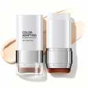 2 x Color Changing Foundation Stick, 2-in-1 Dual-Ended Korean Color Changing Foundation, Waterproof & Long-Lasting Korean Foundation Stick, Concealer Stick, Full Coverage Makeup, Dewy Finish (Ivory)