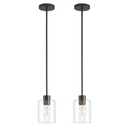 KLSS Oil Rubbed Bronze Pendant Lights Kitchen Island - Clear Glass Pendant Light Fixture Multiple Stems Rods 3 Units 12 Inch 3 Units 4 Inch (2 Pack Oil Rubbed Bronze Downrod)