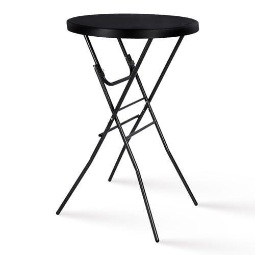 Byliable Cocktail Table 28in High Top Round Folding Indoor Outdoor, Plastic Bar Height Foldable Bistro Tall Table for Party, Patio, Dining Room, Kitchen, Events, Removable Locking Legs, Black