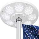 Flagpole Light Solar Powered, 6 Updated Ultra Bright 160 LED for 15-25 Ft Poles, 15 Hour Dusk to Dawn Auto On/Off, Aurora Lighting (White)