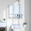 Bathroom Wall Cabinet, Medicine Cabinet with 2 Door and Adjustable Shelves,3-Tier Wood Hanging Storage Over The Toilet,White Wall Mounted Cabinet for Bathroom, Kitchen,Laundry Room