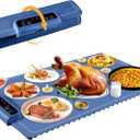 Food Warming Mat- Foldable Warming Mat for Food with Adjustable Temperature Control Time Moders Locking Function Electric Warming Tray for Parties,Home,Travel,Buffet Blue
