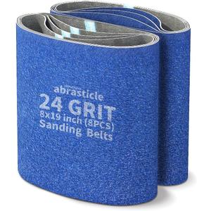 8 Packs 8 x 19 inch 24 Grit Blue Zirconia Cloth Floor Sanding Belts Ideal for Sanding Commercial and Residential Flooring