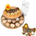 Series III-18 Egg Automatic Incubator with Smart Dual-Bottle Adaptive Humidity & Stable Temp Control, Adjustable Auto Egg Turn, Auto Lockdown, Customizable Incubation Days, Candler(18-Egg-Brown)