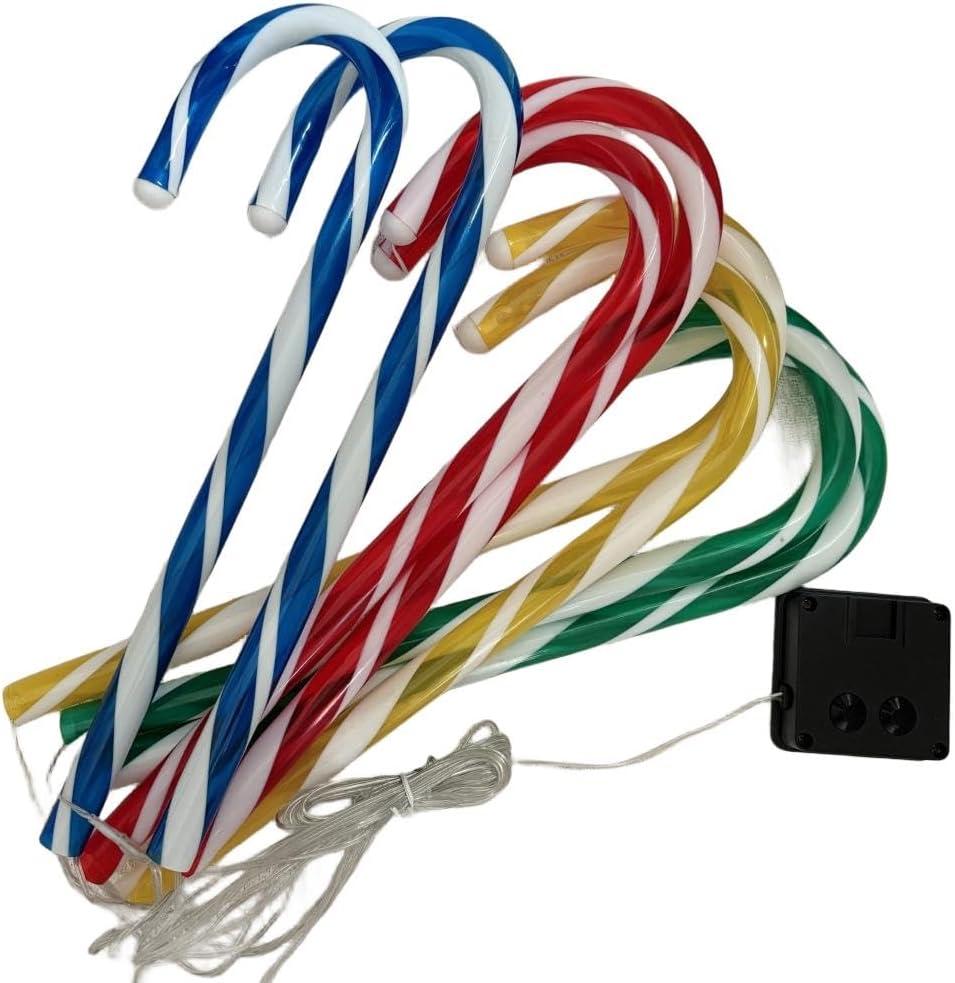 Outdoor Christmas Decorations, with 8 Lighting Modes, Waterproof Garden Lights for Christmas Terrace, Courtyard and Sidewalk Decoration (Colorful Cane lamp + Stars)