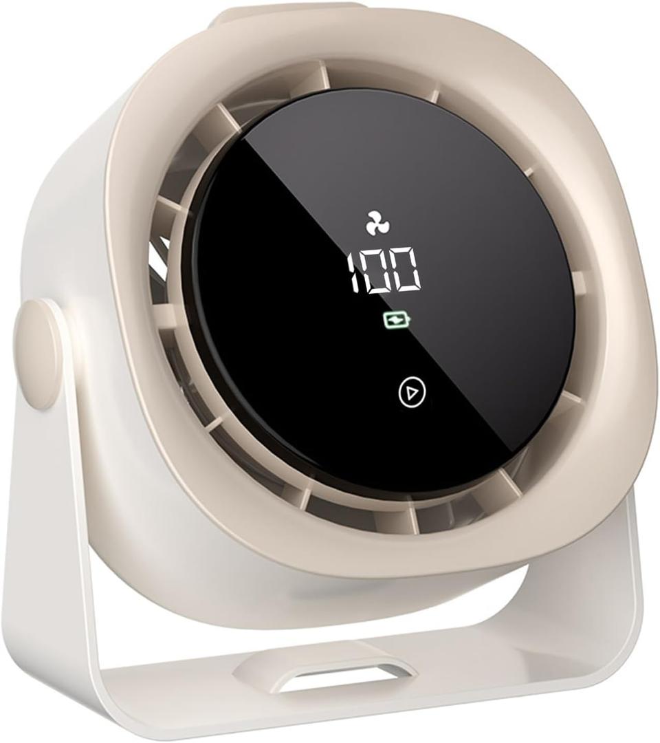 Portable Table Fans, Quiet Wall-Mounted Desk Fan, Touch Control, 140 Tilt, Rechargeable 4000mAh Battery Operated Fan for Office Home Kitchen Camping