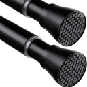 2 Pack Black Tension Curtain Rod 30 to 64 Inch,Adjustable Curtain Rod,Shower Tension Curtain Rod No Drilling,7/8" Spring Curtain Rods for Windows Closet Doorway Door