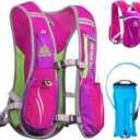 Azarxis Hydration Running Vest Backpack Pack 5.5L for Women and Men Jogging Trail Race Marathon Cycling Hiking (Rose Red with 2L Water Bladder)