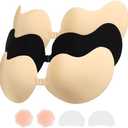 SAMFLAG Sticky Bra Backless Backless Strapless Bra Push Up for Nipple Cover Suitable for Daily, Party, Weddings Dress wear Size C