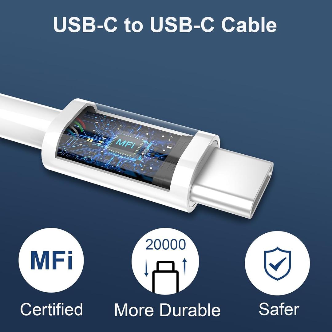 USB C Charger for iPhone 16/15 Pro Max Charger Fast Charging, 20W USB C Charger Block with 10FT USB C to C Cord Cable Compatible for iPhone 16 15 Pro Max/16 15 Pro/16 15 Plus/16 15 (10 FT, white)