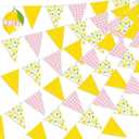 6PCS Lemon Party Decorations Pennant Banners Pink and Yellow Triangle Flags Garland Lemonade Stand Supplies Summer Birthday Baby Shower Decor