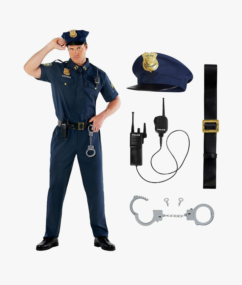 Morph Police Costume Men, Cop Outfit Men, Police Costume Adult, Halloween Costumes For Adults, Size Large