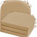 Cozyide Outdoor Chair Cushions, Waterproof Patio Seat Cushions with Adjustable Straps, Round Corner Patio Chair Cushions for Garden, Khaki, 17x16x2 Inch (Pack of 4)