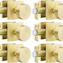 goldenwarm Gold Door Knobs Interior, Zinc Alloy Square Ball Brushed Gold Privacy Door Knobs for Bedroom, Bathroom,Heavy Duty Interior Door Knob Bulk - Modern & Stylish(6 Pack)