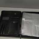 Vegan Leather Portfolio with Hidden Handle, Zippered Front Pocket, Business Padfolio for Men and Women, 8.5 x 11 Legal Pad Notebook Holder, Office Letter Notepad Folio, Black (Regular)