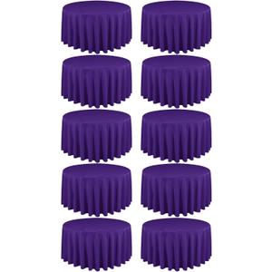 REWOMC 10 Pack Purple Round Tablecloths 90 Inch, Circle Bulk Washable Linen Polyester Tablecloth, Table Cloth Cover for Wedding Buffet Party Banquet Reception Restaurant and Camping