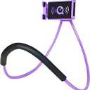 Universal Smart Mobile Phone Stands,360 Rotating Hanging on Neck Cell Phone Mobile Mount Holder, Multiple Functions Flexible Lazy Bracket (Purple)