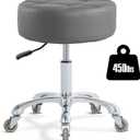 Ainilaily Rolling Stool with Wheels Adjustable Height, Roller Stool for Massage Medical Tattoo Spa Heavy Duty Swivel Desk (Super Thick Cushion, Grey)