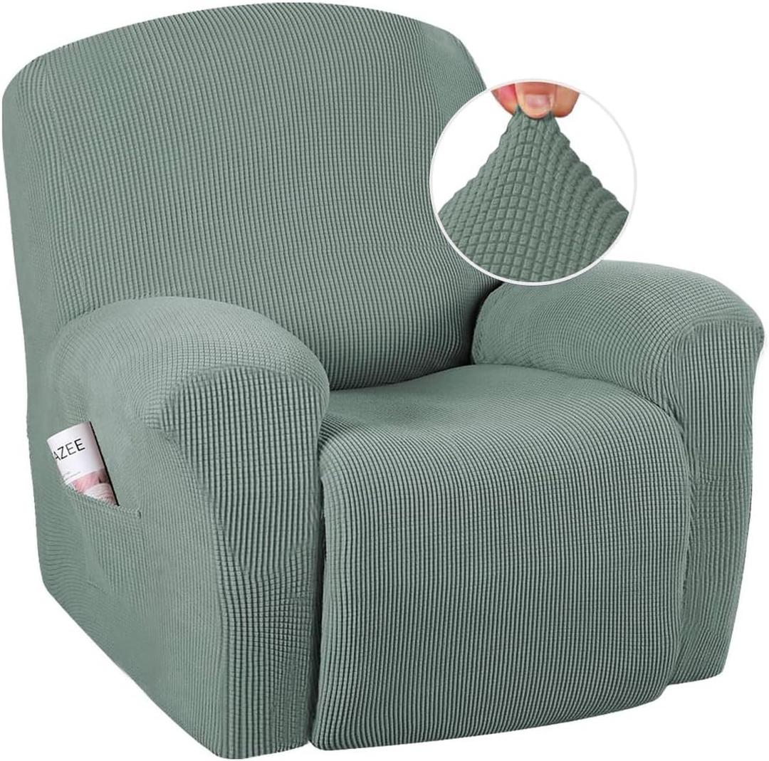 H.VERSAILTEX Super Stretch Recliner Cover Recliner Couch Covers Recliner Chair Cover Form Fitted Non Slip Reclining Slipcovers for Standard Large Recliner, Soft Thick (1 Pack, Sage)