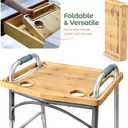 Medical king Walker Tray Table with Cup Holder Mobility Table Tray for Folding Walkers Foldable, Portable Multipurpose Bamboo Tray for Eating, Crafts, Laptops Medical Equipment Accessories - 21x16"