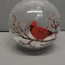 Large Crackle Glass Ball Cardinal Lamp, Light Up Red Cardinal Stained Glass Christmas Decor Accent Lamp, Lighted Red Bird Globe Table Light, Led Sphere Desk Lamp (5")