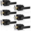 Privacy Door Levers, 6 Pack Matte Black Door Handles, Keyless Interior Door Knobs with Lock for Bedroom Bathroom, Heavy Duty Square Door Lock, Reversible for Left Right Handled Doors